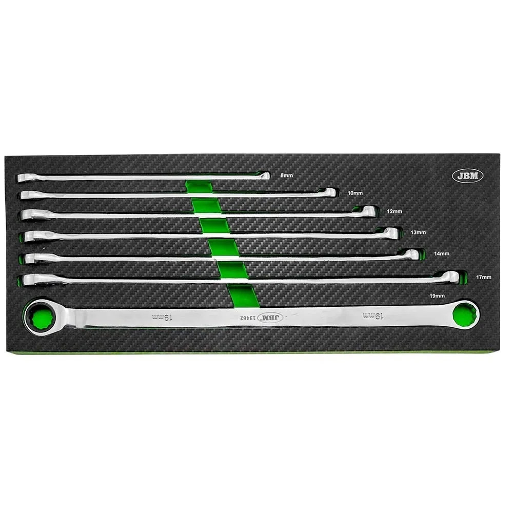 SET DE 7 LLAVES CON TRINQUETE EXTRALARGAS JBM 54066
